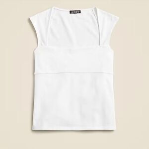 J. Crew CA528 white Squareneck cap-sleeve top in stretch cotton blend size small